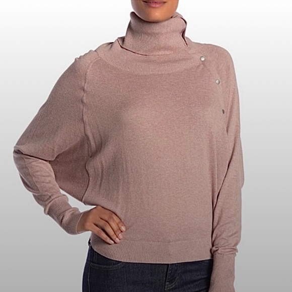 All saints great shape 100% cotton Erin Jumper stretchy pink knit snap sweater - Picture 1 of 8